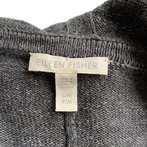 Eileen Fisher Organic Cotton Hooded Long Cardigan S/M S M Gray - Picture 5 of 6